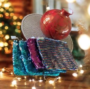 Sequin makeup bags or dressy clutch’s / wedding Xmas cruise   blue multi pink